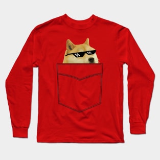 Pocket Doge with Sunglasses Long Sleeve T-Shirt